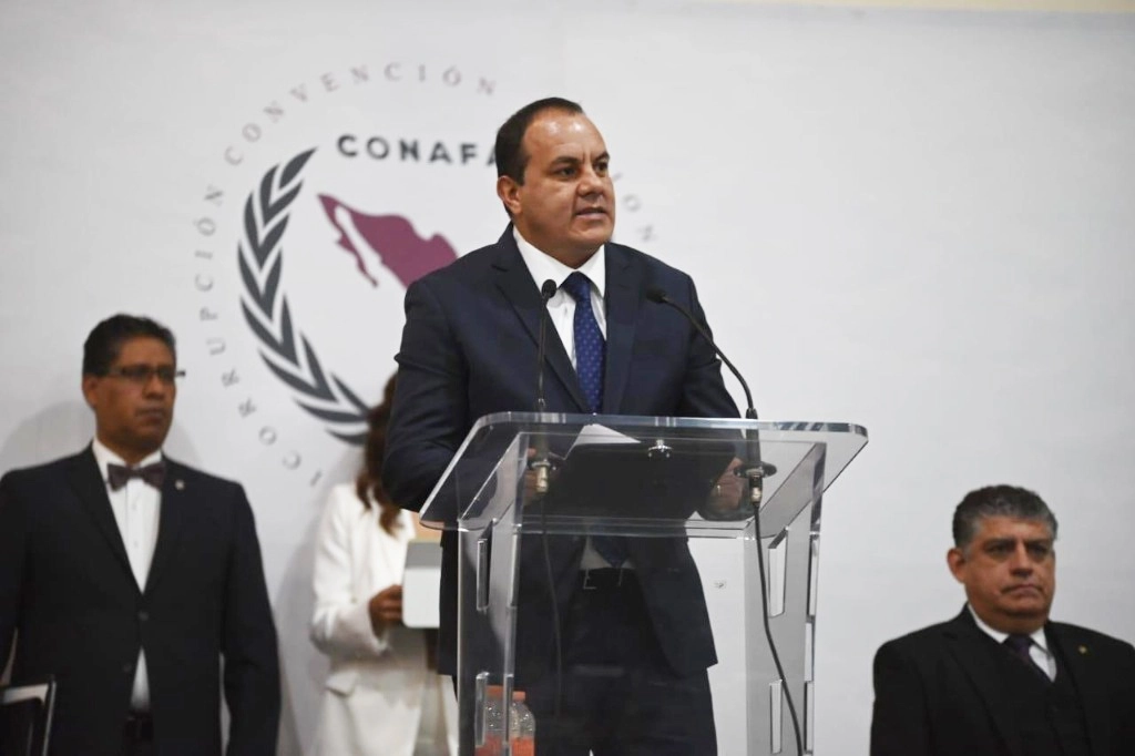 En el tema de inseguridad en esta entidad, el gobernador insistió en que a Morelos le faltan unos 12 mil policías, y que actualmente cuentan con tres mil. Foto tomada de X @cuauhtemocb10
