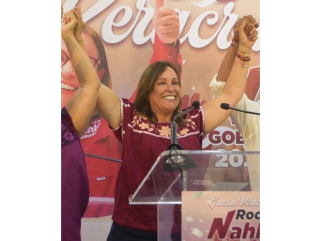 Rocío Nahle, de la coalición Sigamos Haciendo Historia (Morena, PT, PVEM y Fuerza por México), se perfila como la próxima gobernadora de Veracruz. Foto cortesía de Yerania Rolón 