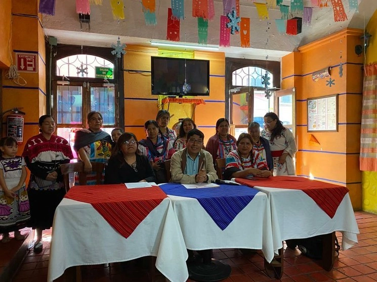 Pascual González, presidente del Movimiento de Pueblos, Comunidades y Organizaciones Indígenas, en conferencia de prensa. Foto Laura Poy/ Archivo