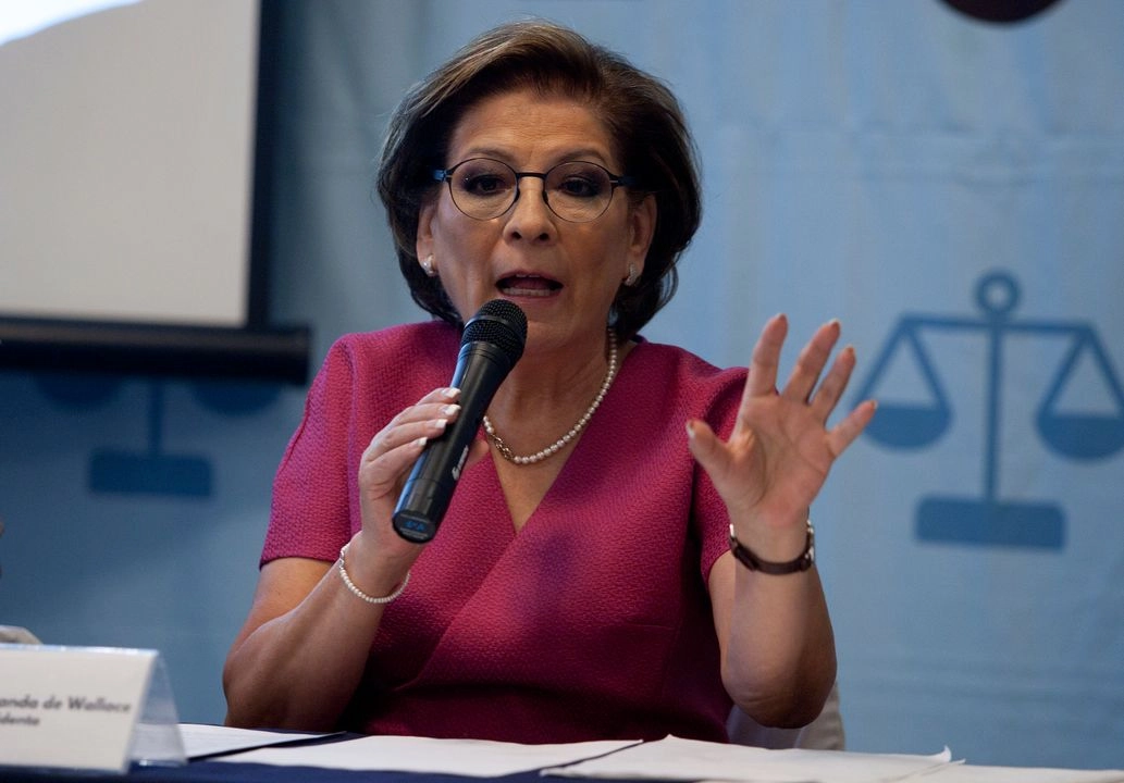Desde julio de 2005 Miranda de Wallace exigió la detención de los presuntos involucrados en el plagio de su hijo Hugo Alberto Wallace, en la Ciudad de México. La imagen, durante una conferencia de prensa en 2019.