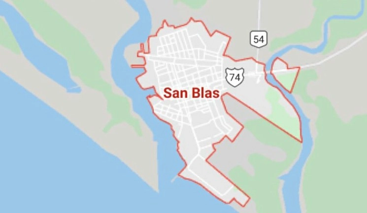 Una llamada al 911 alertó a los cuerpos de seguridad sobre la situación en el municipio de San Blas en Nayarit. Captura de imagen de Google Maps