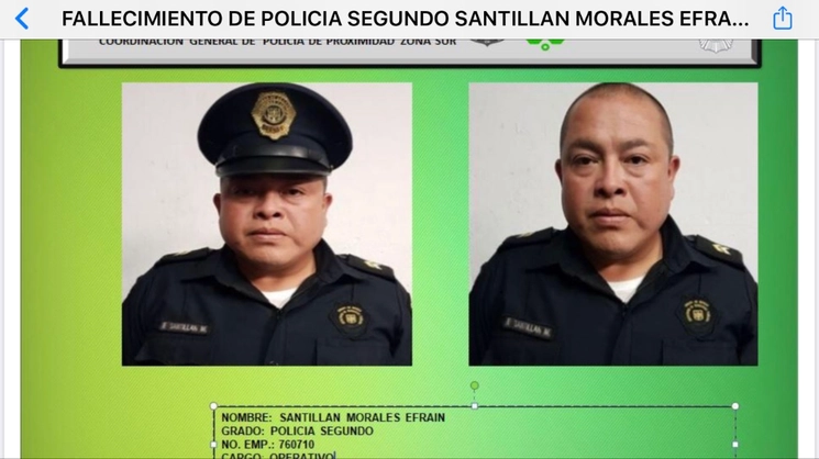 El policía Efraín Santillán Morales murió ayer de coronavirus. Contrajo la enfermedad en el Vive Latino. Foto SSC CDMX
