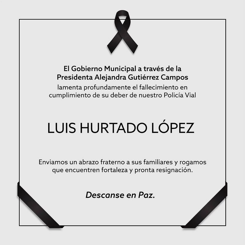 En redes sociales, el gobierno municipal de León, Guanajuato, lamentó la muerte del agente vial. Imagen tomada de la cuenta de Twitter @AleGutierrez_mx