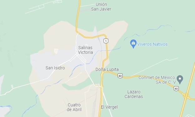 La avioneta se estrelló en la Sierra de Mamulique, municipio de Salinas Victoria, NL. Foto Tomada de Google Maps