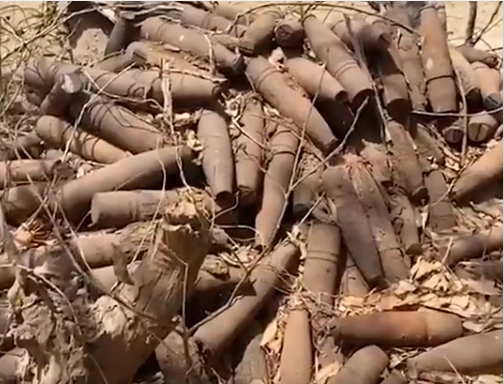Captura de imagen de un video de HALO Trust donde aparecen distintas minas explosivas. Foto@TheHALOTrust