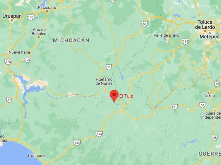 El accidente ocurrió a unos kilómetros del cerro de El Tule, municipio de Purépero. Foto tomada de Google Maps