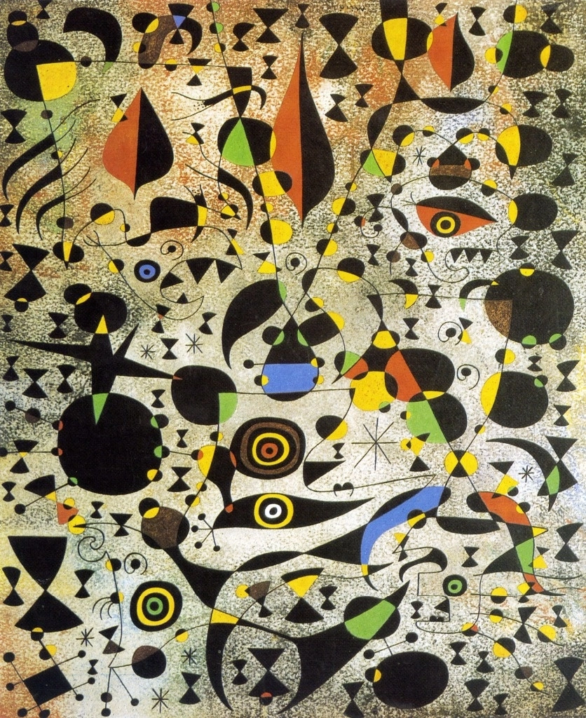 Cuadro 'Women Encircled by the Flight of a Bird', el cual forma parte de la serie 'Constellations', en 1941. Foto del libro 'Great Lives of the 20th Century Artists', editado por Thames & Hudson