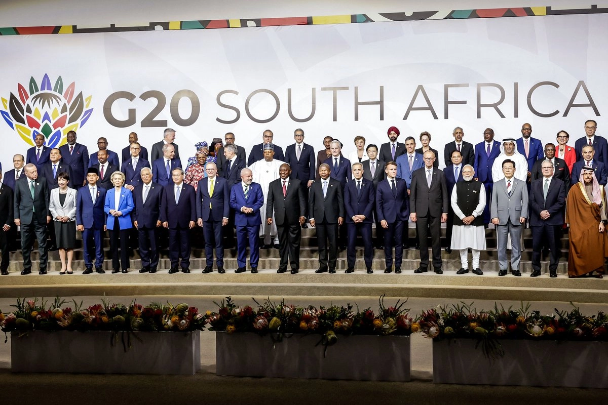 "El G20 subraya el valor de la relevancia del multilateralismo", dijo el presidente sudafricano, Cyril Ramaphosa, en su discurso de apertura, el 22 de noviembre de 2025. Foto Gianluigi Guercia / Pool / 
