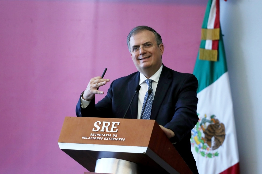 El canciller Marcelo Ebrard durante una conferencia de prensa en la Secretaría de Relaciones Exteriores, en la Ciudad de México, el 7 de junio de 2022. Foto Roberto García Ortiz