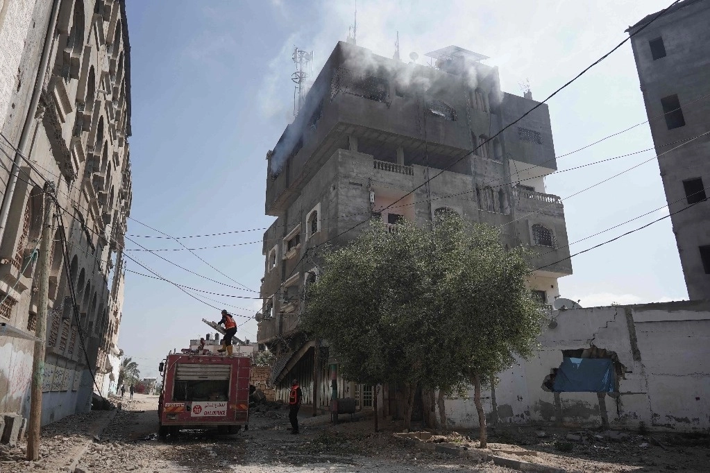 Bombardeo israelí en Nuseirat, centro de Gaza, el 12 de abril de 2024. Foto Afp