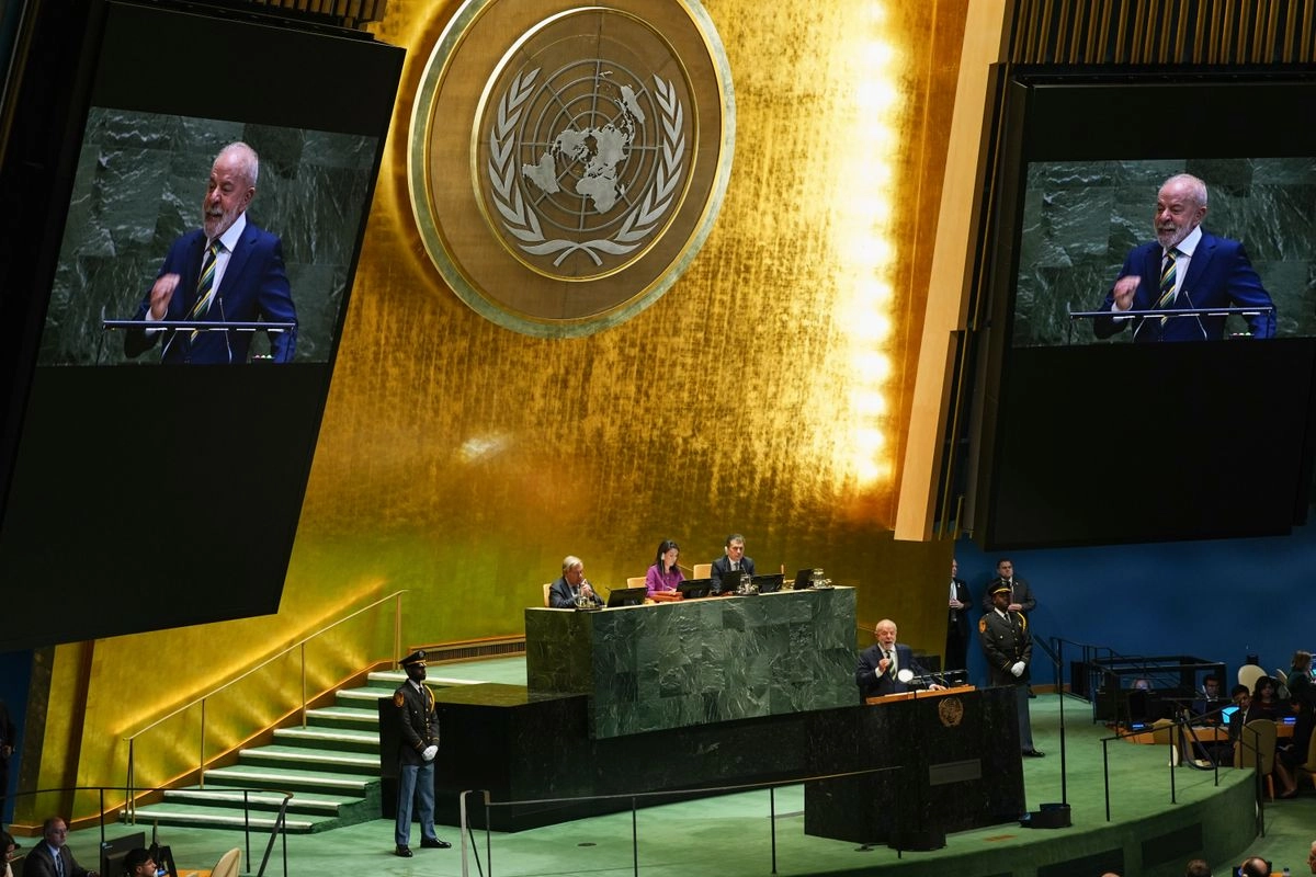 El presidente de Brasil, Luiz Inácio Lula da Silva, se dirige a la 80ª sesión de la Asamblea General de las Naciones Unidas, en la sede de la ONU, el 23 de septiembre de 2025.