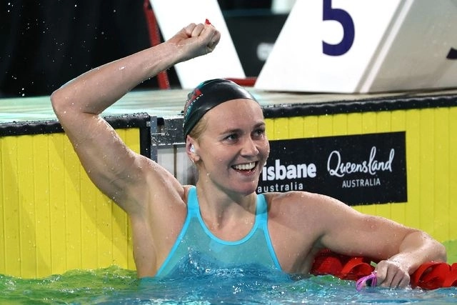 Ariarne Titmus fijó un récord mundial en los 200 metros libre durante el preolímpico de natación que se celebró en Australia. Foto Afp