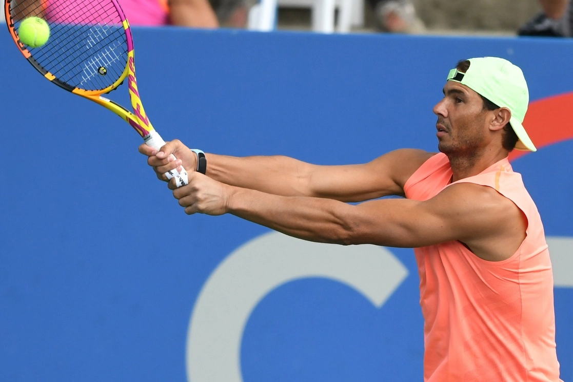 Rafael Nadal durante su segundo día de entrenamiento del Citi Open en Washington. Foto Afp