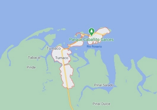 Las dos embarcaciones se hundieron cuando se dirigían desde el puerto de Tumaco a la población de San José del Guayabo. Foto Tomada de Google Maps