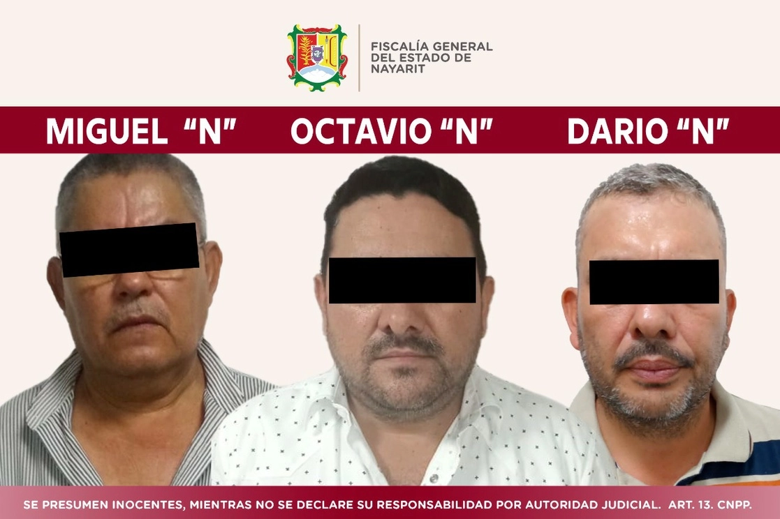 Tres sujetos fueron detenidos por esos delitos. Foto Fiscalía Nayarit