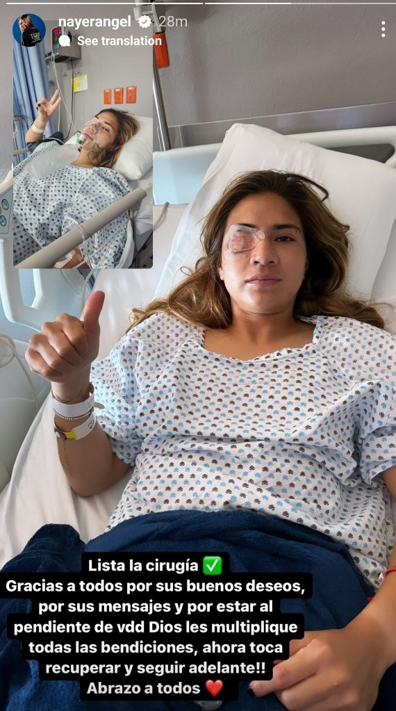 Nayeli Rangel, successfully operated on after facial fracture