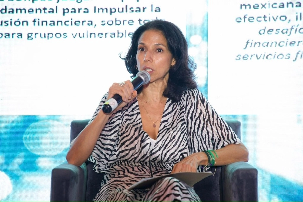 Jimena Moreno González, jefa de unidad de planeación, vinculación y asuntos internacionales de la Cofece, subrayó encontramos importante es que se genere una regulación proporcional a las instituciones, facilitar la contratación de terceros proveedores, implementar finanzas abiertas. Foto cortesía para La Jornada