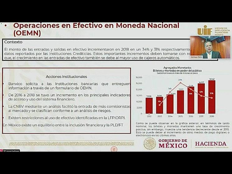 Santiago Nieto, titular de la UIF, participó en el foro nacional digital "Desafíos de la justicia mexicana", organizado por el Senado. Imagen tomada de la transmisión a través del Twitter @senadomexicano 