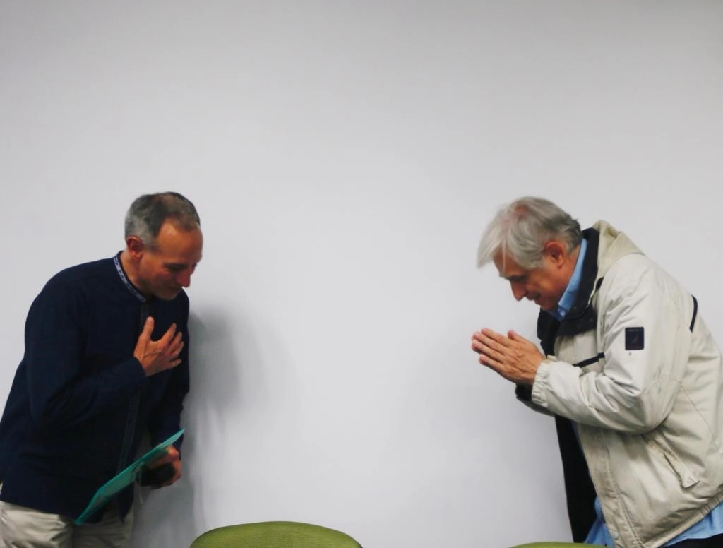El subsecretario de Salud, Hugo López-Gatell (izq) y el director del INFP de Morena, Rafael Barajas (der). Foto Guillermo Sologuren