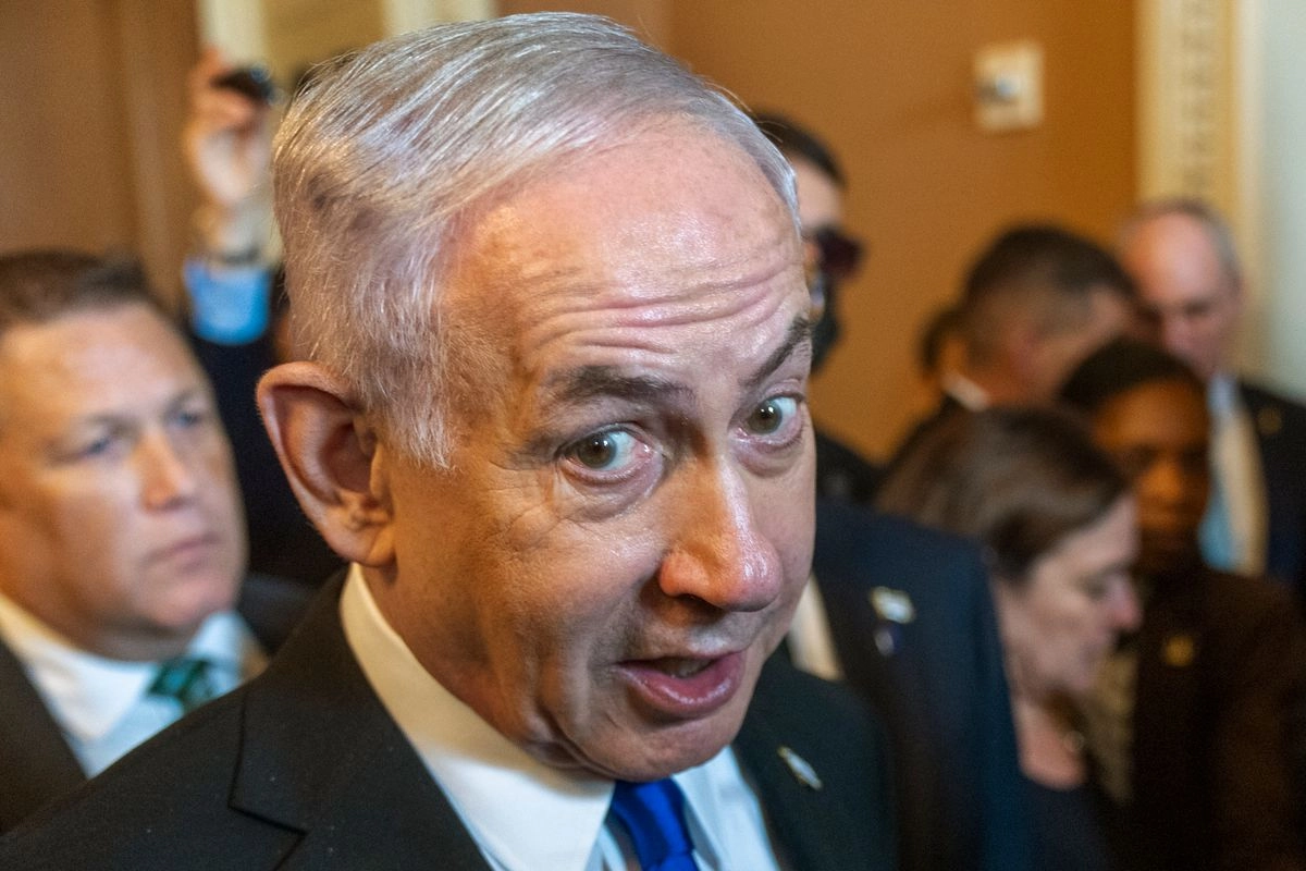 El primer ministro israelí, Benjamin Netanyahu, previo a una reunión con legisladores en el Capitolio en Washington, el 9 de julio de 2025.