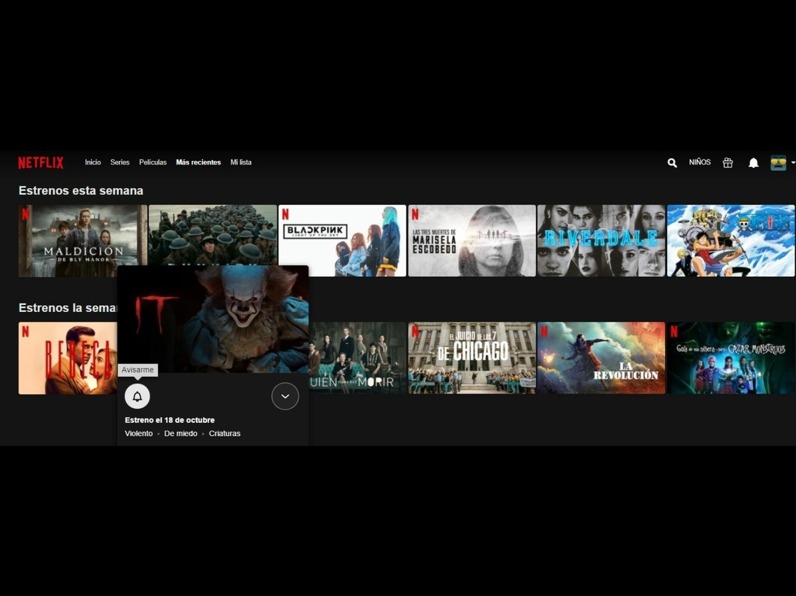 La plataforma agregó una nueva función para ver adelantos de los programas que se estrenarán en un lapso de un año. Imagen tomada del sitio https://www.netflix.com/latest
