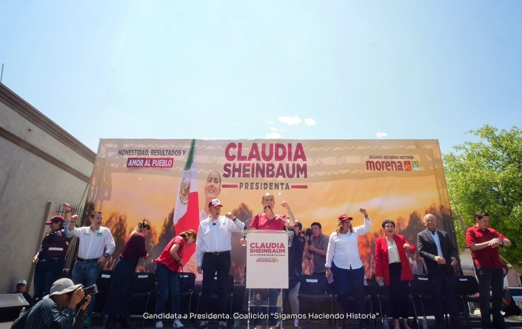 “Todos somos responsables de la construcción de la paz”, dijo Sheinbaum en Pesquería, NL. Imagen tomada de https://twitter.com/Claudiashein
