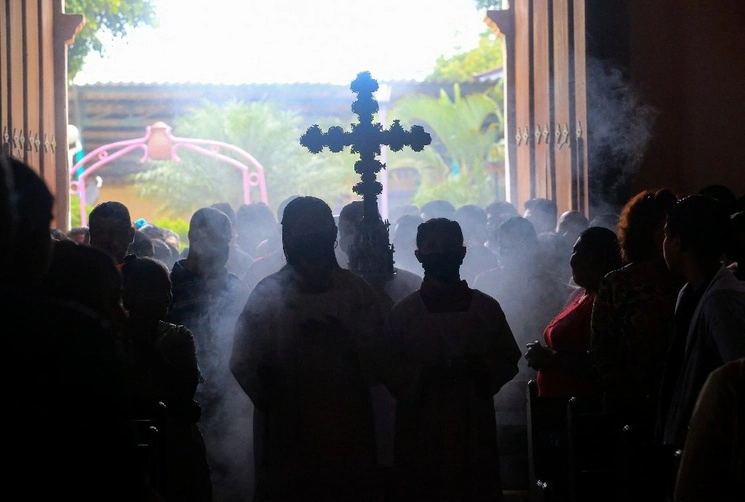 Rito religioso en Nicaragua. Foto Afp