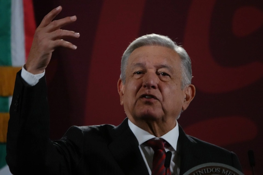 El presidente López Obrador durante su conferencia de prensa desde Palacio Nacional. Foto Cuartoscuro 