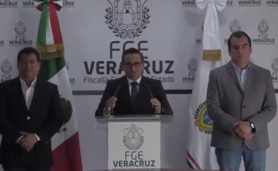 Imagen de archivo de la transmisión de unan conferencia de prensa de Jorge Winckler, ex fiscal de Veracruz. Foto @FGE_Veracruz
