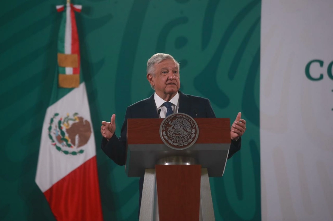 El presidente Andrés Manuel López Obrador durante la conferencia matutina en Palacio Nacional, el 20 de abril de 2021. Foto Luis Castillo