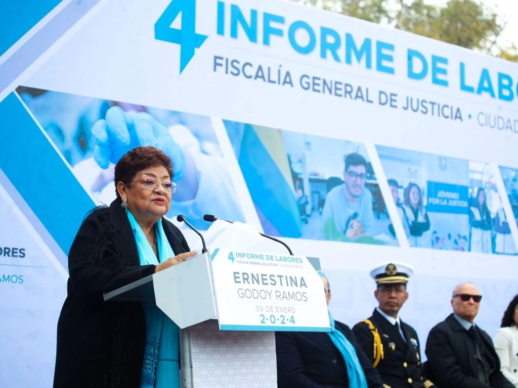 La fiscal capitalina, Ernestina Godoy, rinde su cuarto y último informe de labores de la dependencia, realizado en el Altar a la Patria, en la Ciudad de México, el 9 de enero de 2024. Foto Cristina Rodríguez






