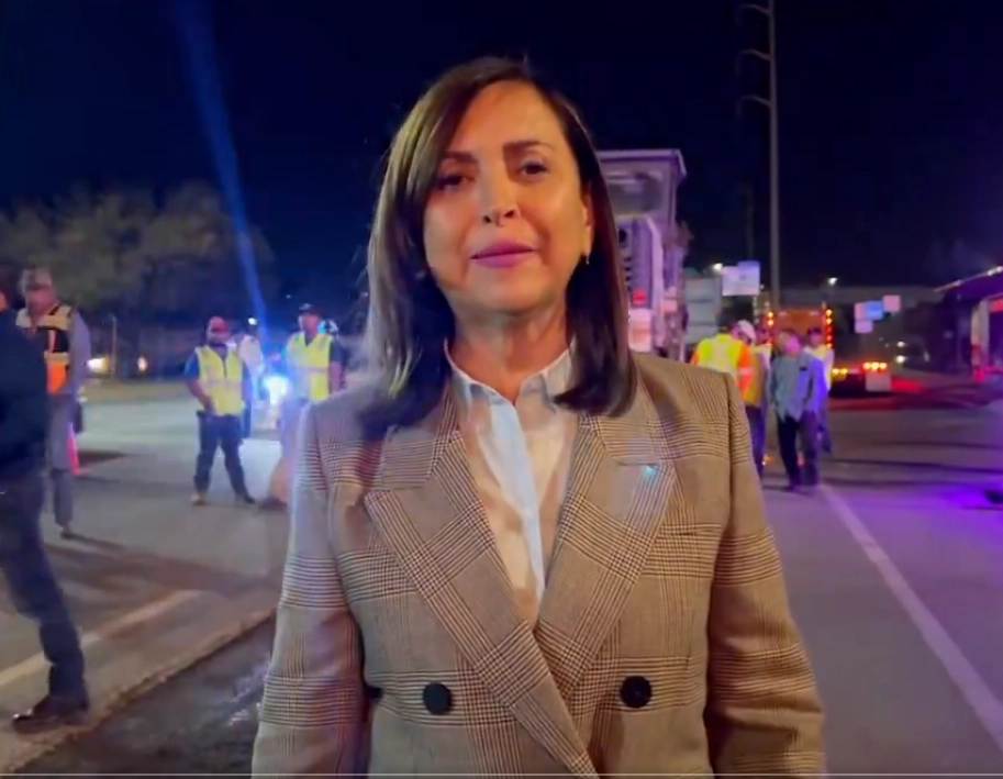 Cristina Díaz Salazar, alcaldesa de Guadalupe, Nuevo León, impulsa la candidatura de su hijo en la encuesta de Morena. Foto tomada de X @Cristina_Diaz_S