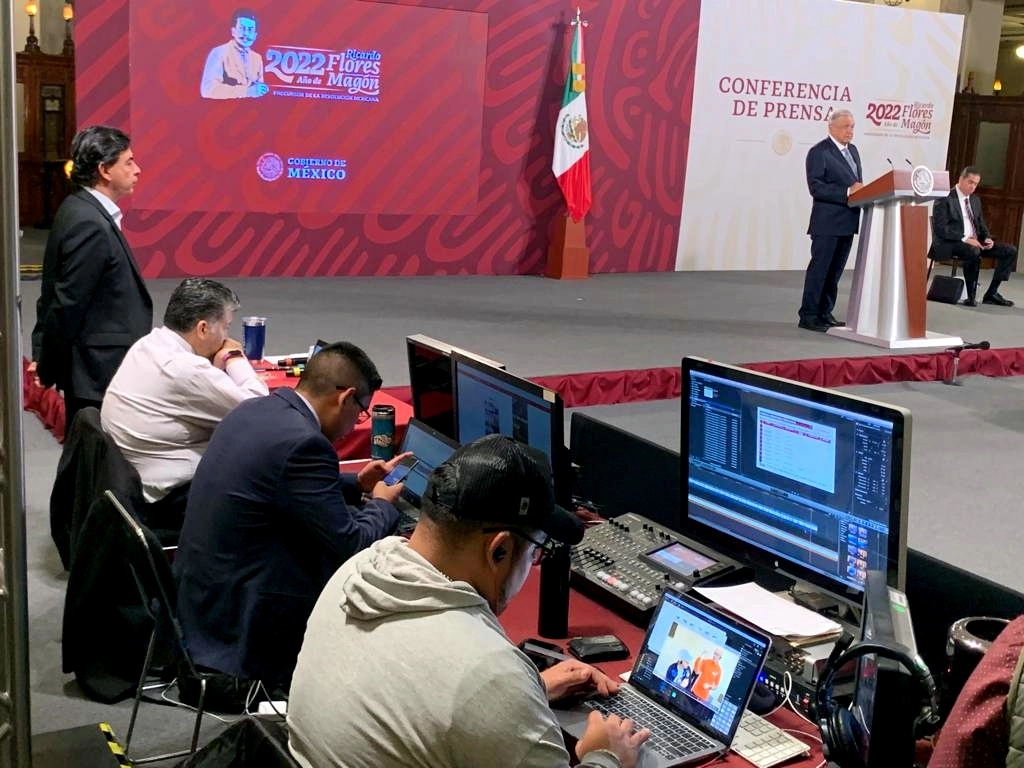 El presidente de México, Andrés Manuel López Obrador, durante su conferencia matutina en Palacio Nacional, en la Ciudad de México, el 14 de julio de 2022. Foto José Antonio López