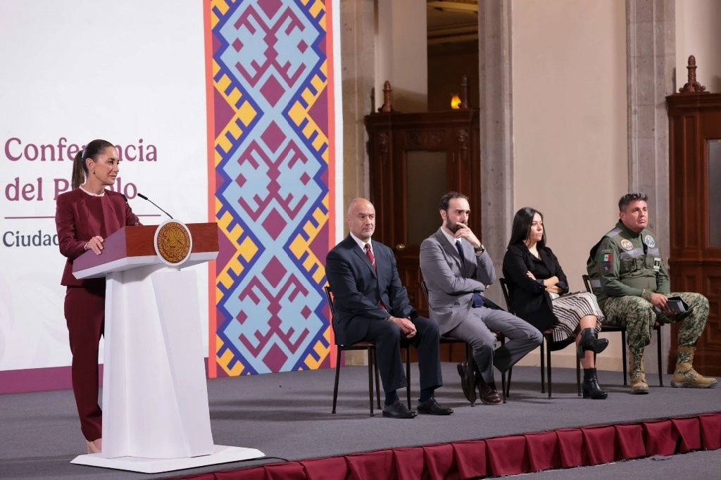 La presidenta Claudia Sheinbaum, durante su conferencia de este jueves 13 de febrero de 2025. Foto cortesía Presidencia

