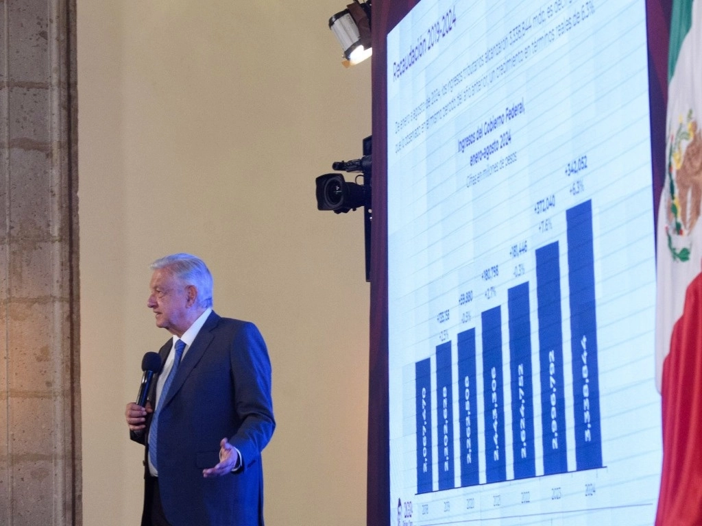 El presidente Andrés Manuel López Obrador durante su conferencia matutina en Palacio Nacional, el 20 de septiembre de 2024. Foto cortesía Presidencia

