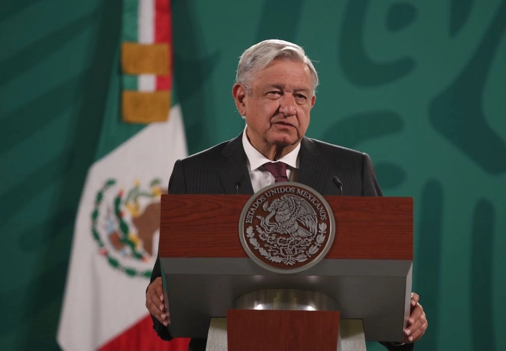 El presidente de México, Andrés Manuel López Obrador, durante su conferencia matutina en Palacio Nacional, en la Ciudad de México, el 2 de junio de 2021. Foto José Antonio López