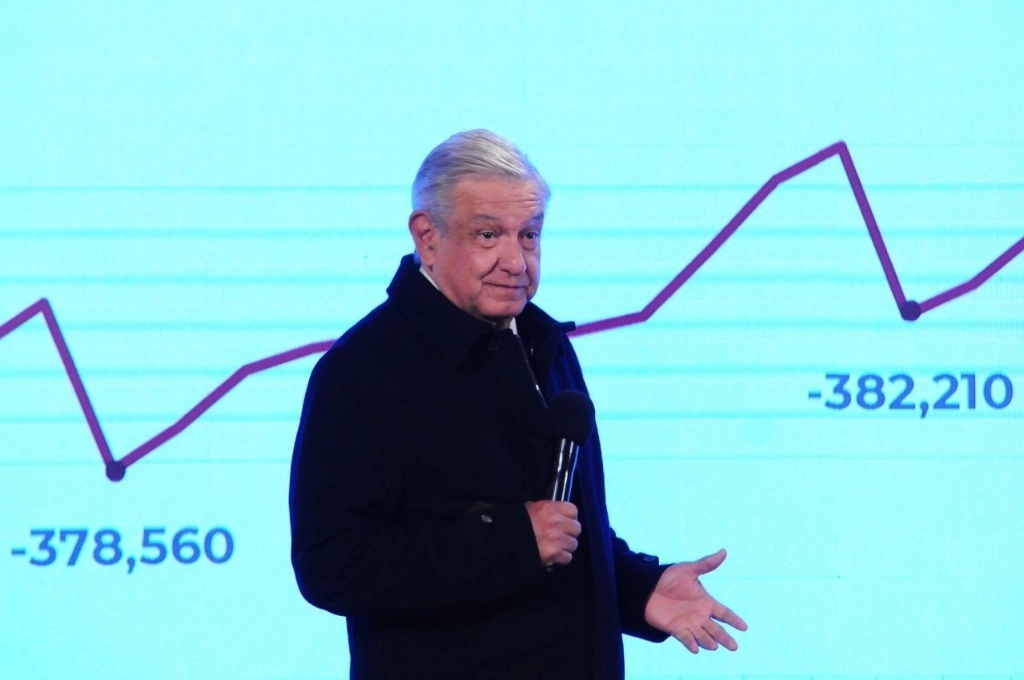 El presidente Andrés Manuel López Obrador durante su conferencia matutina en Palacio Nacional, en la Ciudad de México, el 23 de noviembre de 2020. Foto Cuartoscuro