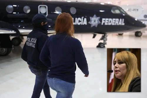 Llegada de la legisladora sinaloense al hangar de la Policía Federal en la Ciudad de México, el 20 de enero de 2016. Foto 'La Jornada' / archivo