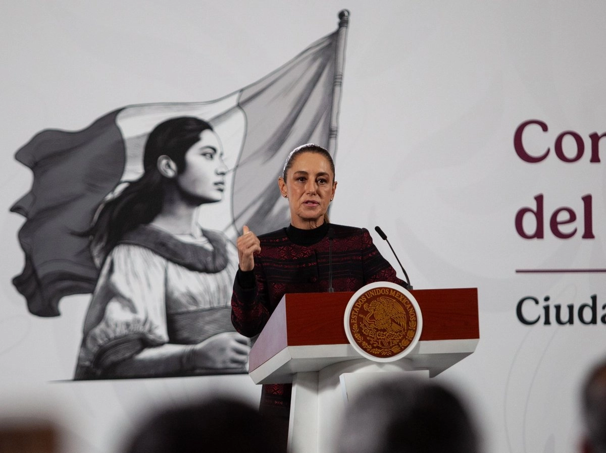La presidenta Claudia Sheinbaum durante su conferencia matutina en Palacio Nacional, el 9 de octubre de 2025. Foto 