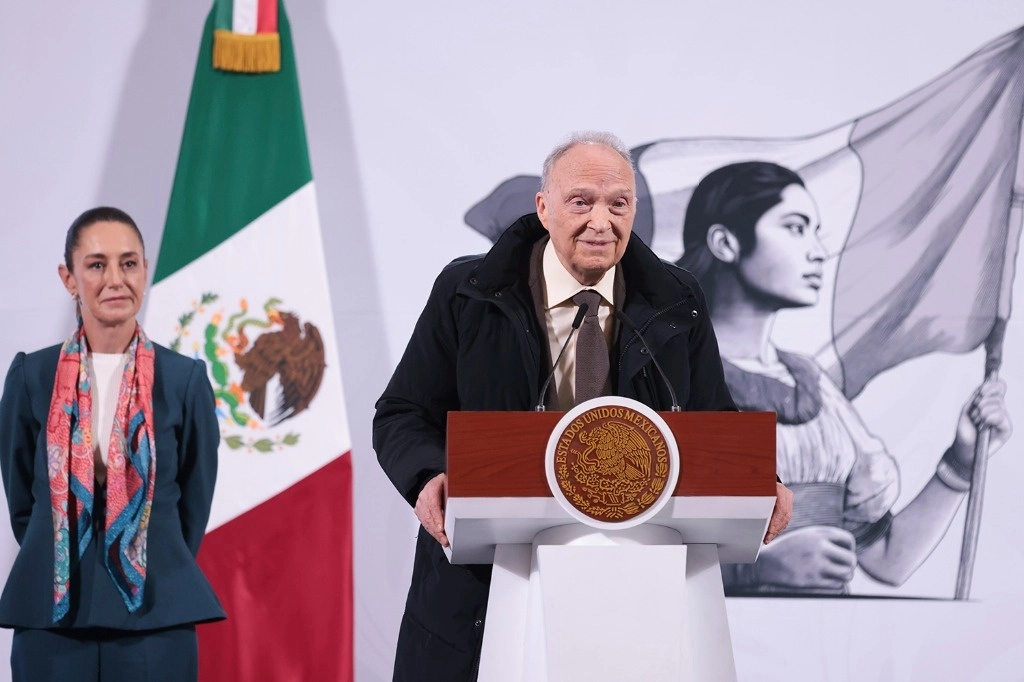 El fiscal general de la República, Alejandro Gertz Manero, durante la conferencia presidencial en Palacio Nacional, en la Ciudad de México, el 11 de febrero de 2025. Foto cortesía Presidencia
