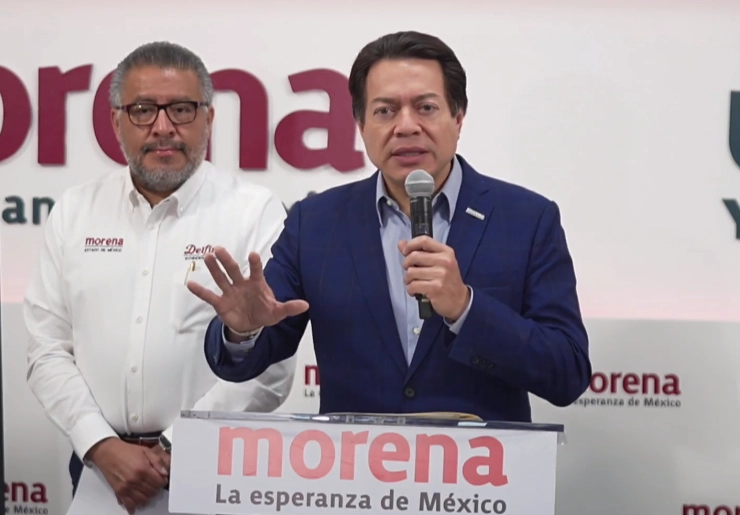 Mario Delgado, dirigente nacional de Morena, durante una conferencia de prensa ofrecida este miércoles 1 de febrero. Imagen tomada de la transmisión en vivo
