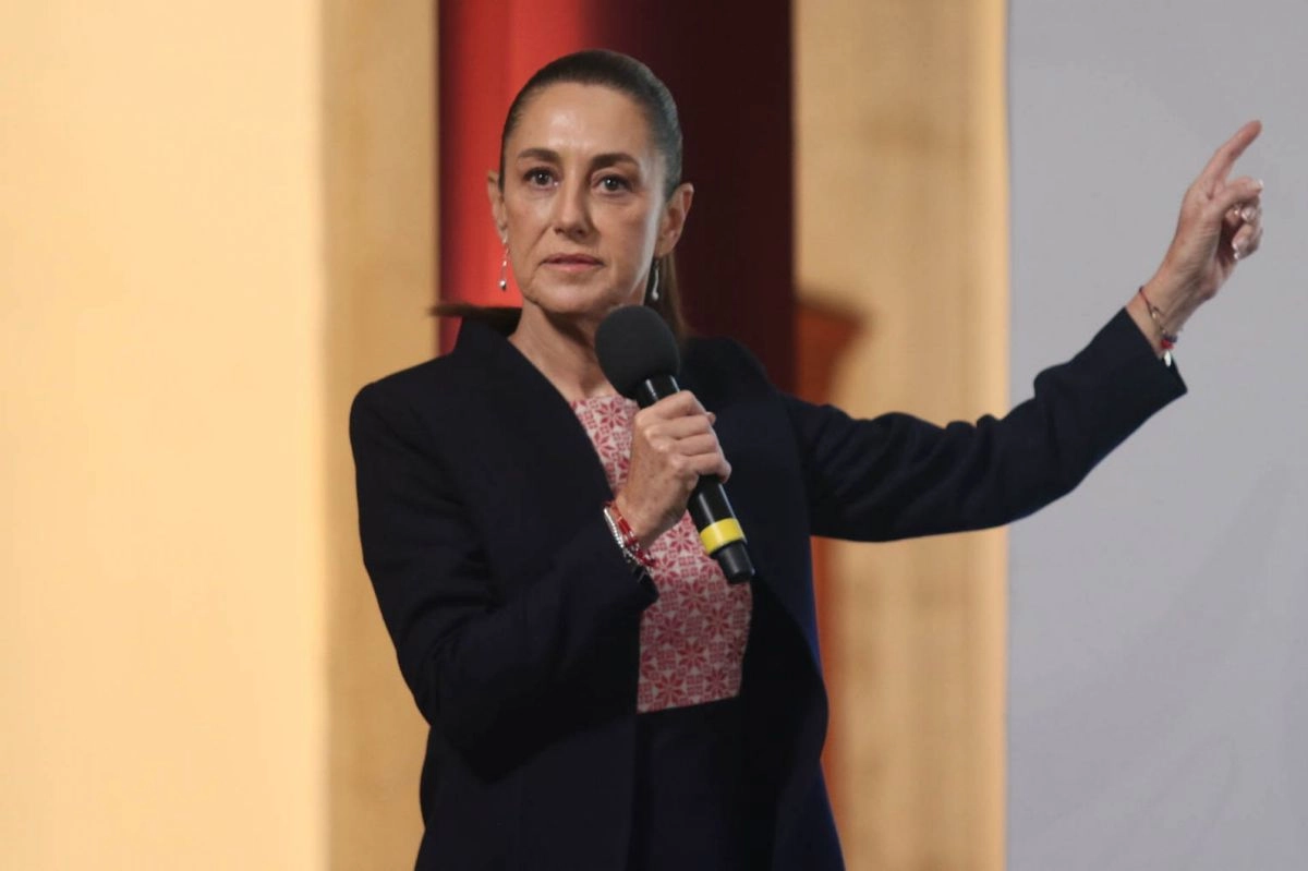 La presidenta Claudia Sheinbaum durante su conferencia de este martes 5 de agosto, desde Palacio Nacional 