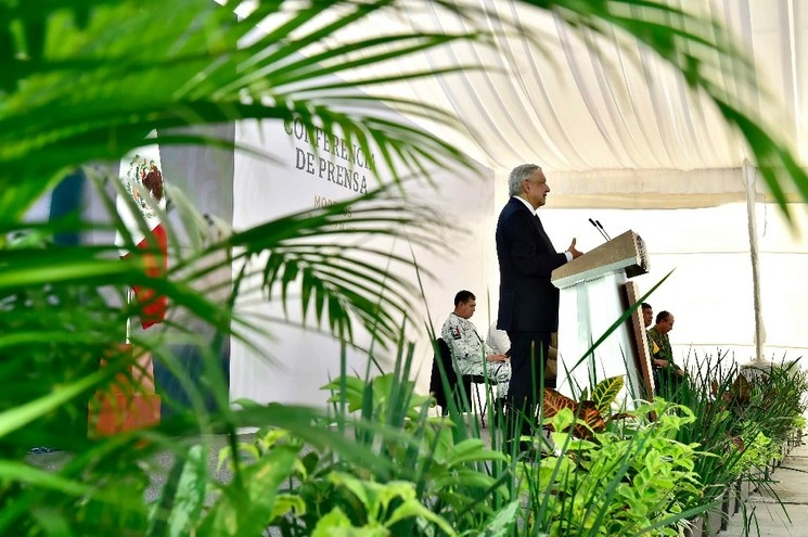El presidente López Obrador, desde Cuernavaca, Morelos, donde ofreció su conferencia de esta mañana. Foto Presidencia 