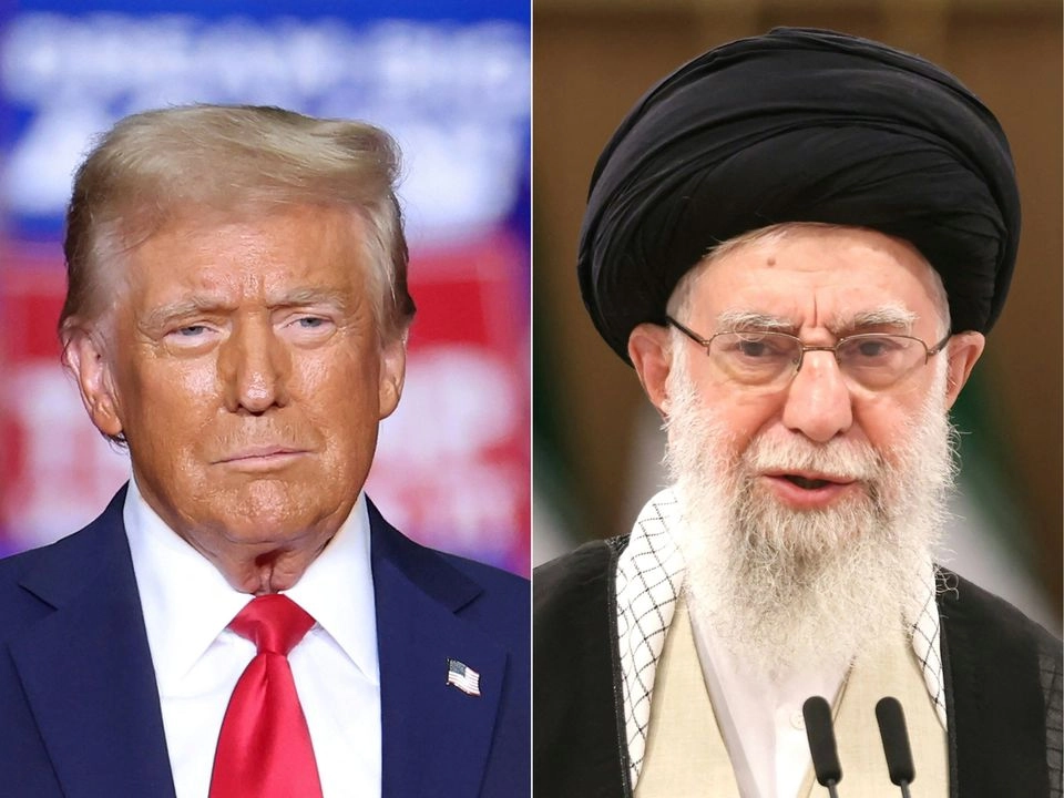 Esta combinación de imágenes, creada el 7 de noviembre de 2024, muestra al presidente republicano Donald Trump (izq.) y al líder supremo de Irán, el ayatolá Ali Khamenei (der.). Foto