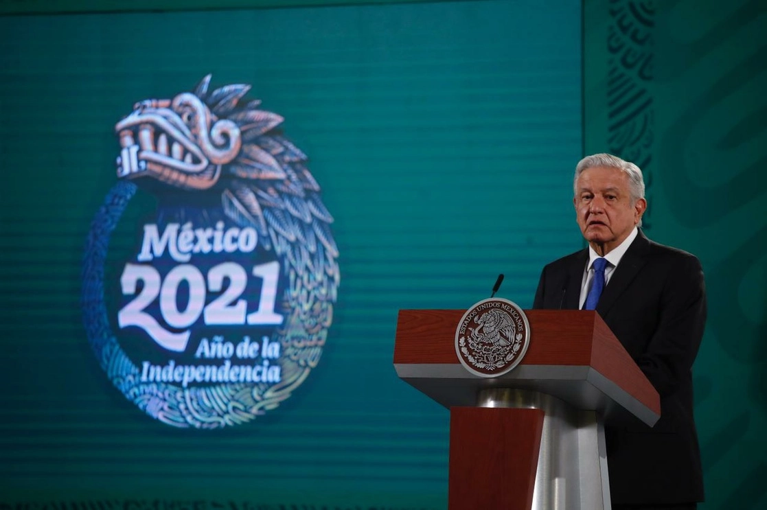 El presidente de México, Andrés Manuel López Obrador, durante su conferencia matutina en Palacio Nacional, en la Ciudad de México, el 28 de abril de 2021. Foto Cristina Rodríguez