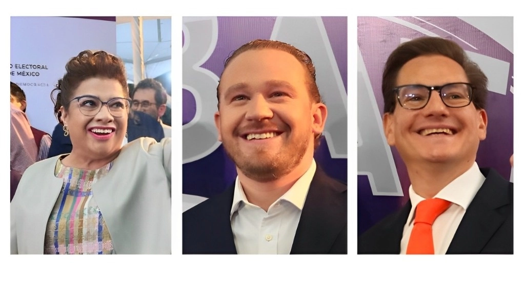 Los candidatos a la Jefatura de Gobierno de la CDMX, previo al debate realizado ayer domingo: Salomón Chertorivski, de MC; Clara Brugada, de Morena, y Santiago Taboaba, del PRI, PAN  y PRD. Foto Luis Castillo