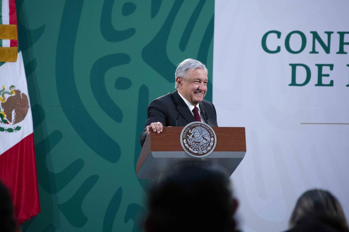 El presidente López Obrador durante la conferencia de esta mañana en Palacio Nacional. Foto cortesía Presidencia