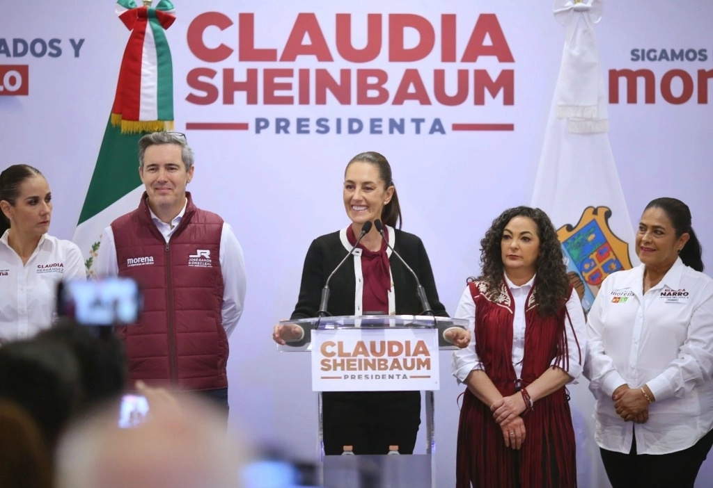 Claudia Sheinbaum, candidata a la Presidencia por la coalición "Sigamos Haciendo Historia", ofreció conferencia previo a su gira de campaña en la entidad. Foto Cuartoscuro 
