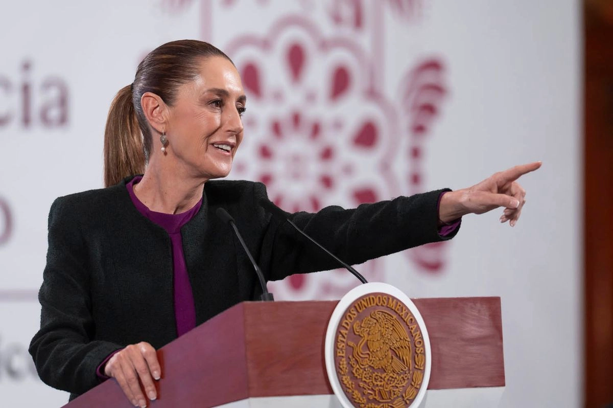 Claudia Sheinbaum Pardo, presidenta de México, durante la conferencia “Mañanera del Pueblo” desde Palacio Nacional.
