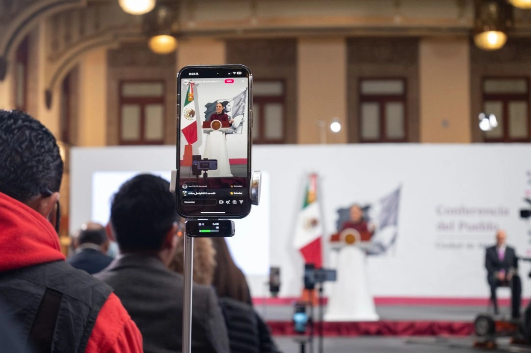 La presidenta de México, Claudia Sheinbaum, durante su conferencia matutina en Palacio Nacional, en la Ciudad de México, el 25 de junio de 2025. 